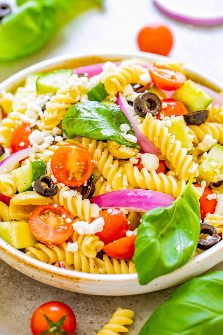 Minute Mediterranean Pasta Salad Averie Cooks