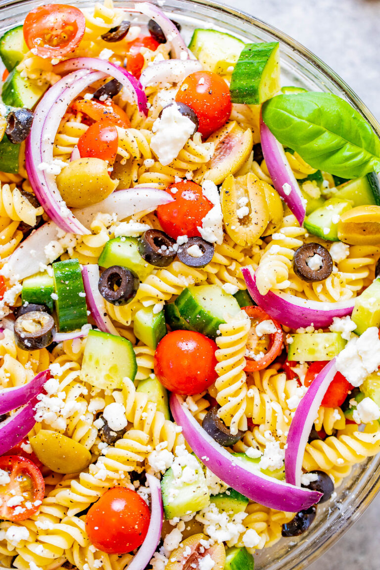 Minute Mediterranean Pasta Salad Averie Cooks