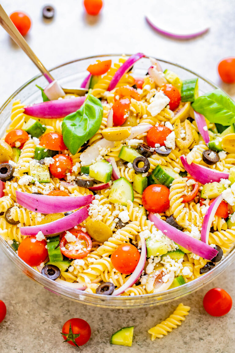 Minute Mediterranean Pasta Salad Averie Cooks