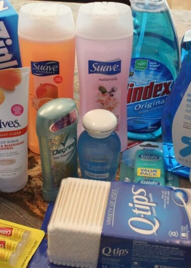 Various toiletries on countertop