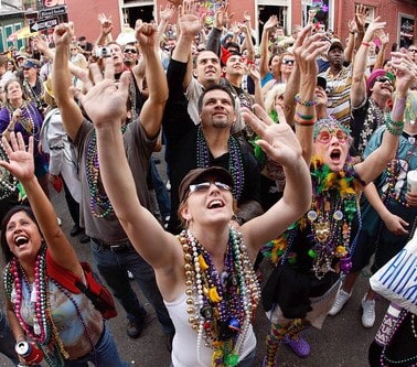 People celebrating Fat Tuesday