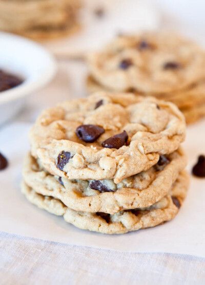Chocolate Chip Peanut Butter Oatmeal Cookies - Averie Cooks