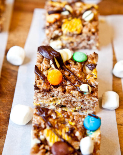 Double Chocolate Caramel Corn & Cocoa Rice Krispies Candy Bars - Averie ...