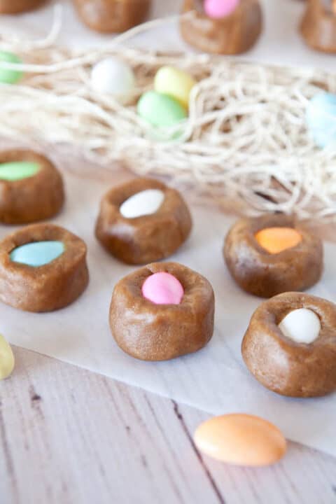 Egg-In-a-Nest Stuffed Peanut Butter Cookie Dough Bites - Averie Cooks