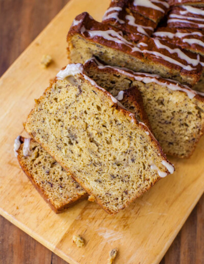 Banana Bread with Vanilla Browned Butter Glaze - Averie Cooks