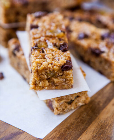 Peanut Butter Chocolate Chip Granola Bars - Averie Cooks