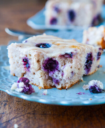 Blueberry Yogurt Cake with Lemon Vanilla Glaze - Averie Cooks