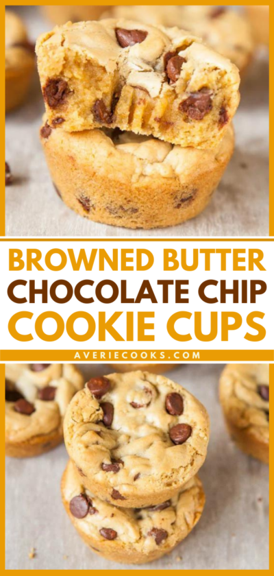 Browned Butter Chocolate Chip Cookie Cups - Averie Cooks