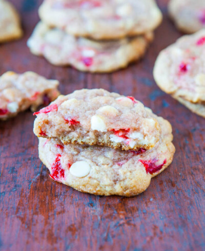 Maraschino Cherry White Chocolate Cookies - Averie Cooks