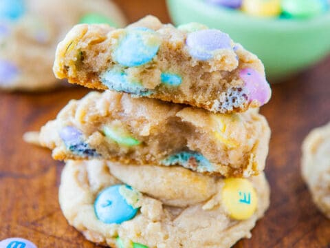 Soft and Chewy M&M Cookie Bars - Baker by Nature