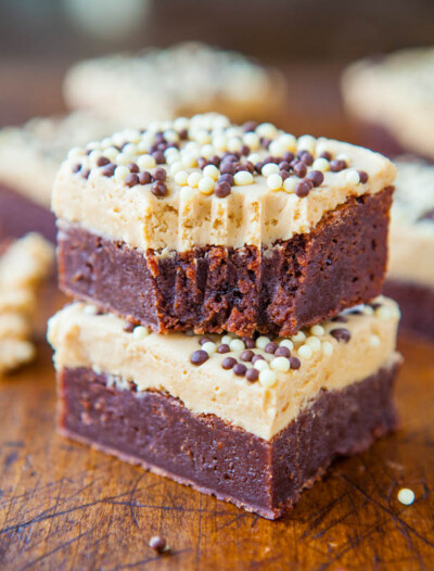 Frosted Peanut Butter Fudge Brownies - Averie Cooks