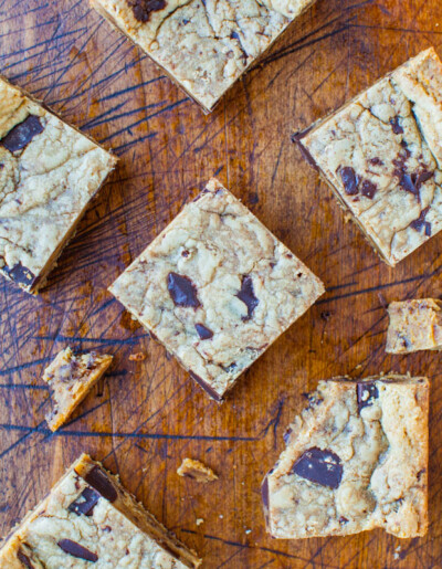 Peanut Butter Chocolate Chunk Cookie Bars - Averie Cooks