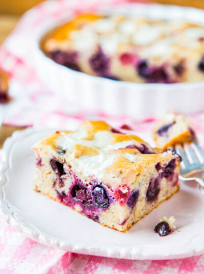 Cream Cheese-Swirled Mixed Berry Cake - Averie Cooks