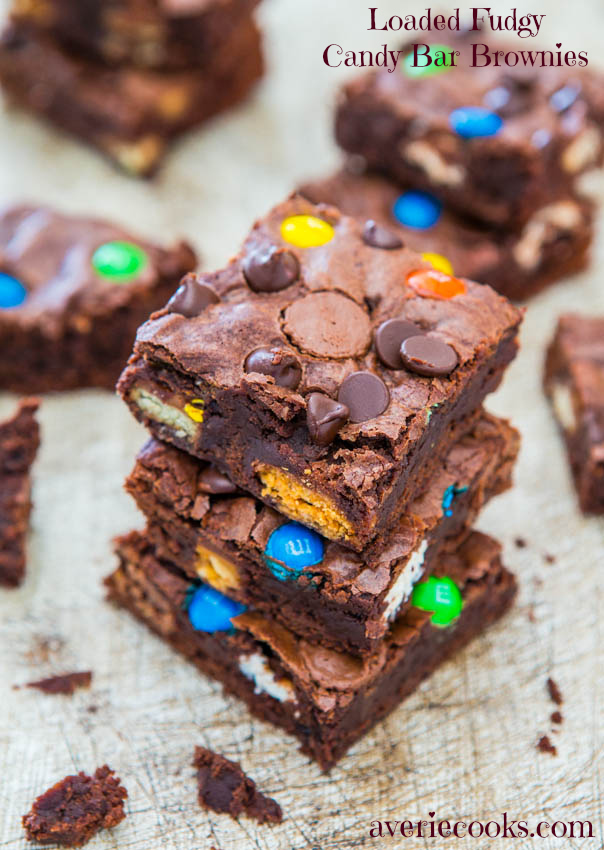 Fudgy Brownies from Scratch with M&M's - That Skinny Chick Can Bake