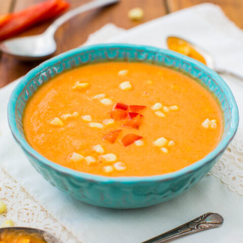 Creamy Tomato Corn and Avocado Blender Soup - Queen of My Kitchen