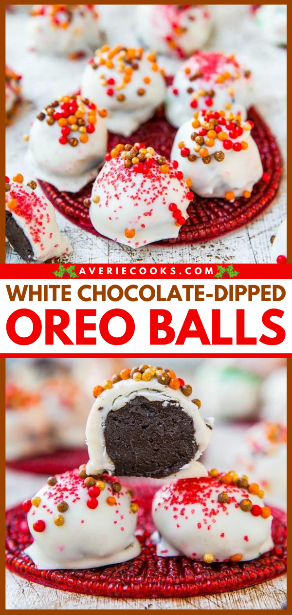 White Chocolate-Dipped Oreo Balls Recipe - Averie Cooks