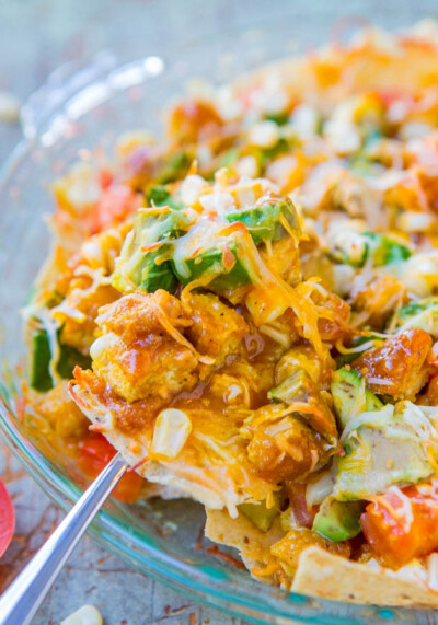 Loaded BBQ Chicken Nachos - Averie Cooks