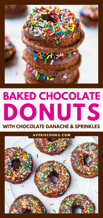 Baked Chocolate Sprinkle Donuts (+ Chocolate Ganache!) - Averie Cooks