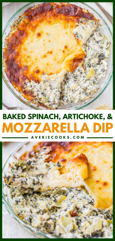 Cheesy Baked Spinach Artichoke Dip Recipe - Averie Cooks