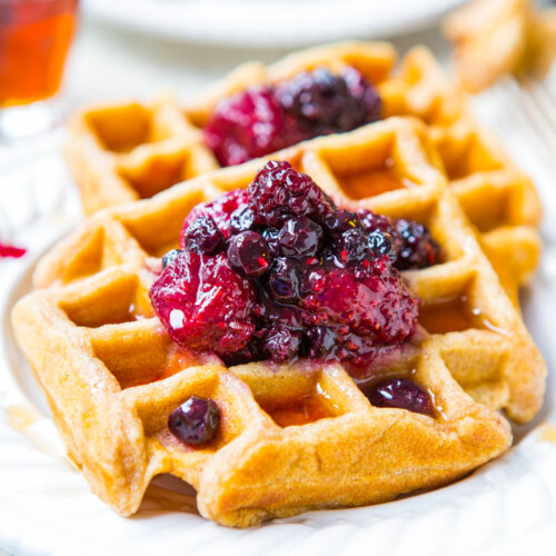 Easy Buttermilk Waffles Recipe (+ Mixed Berry Preserves!) - Averie Cooks