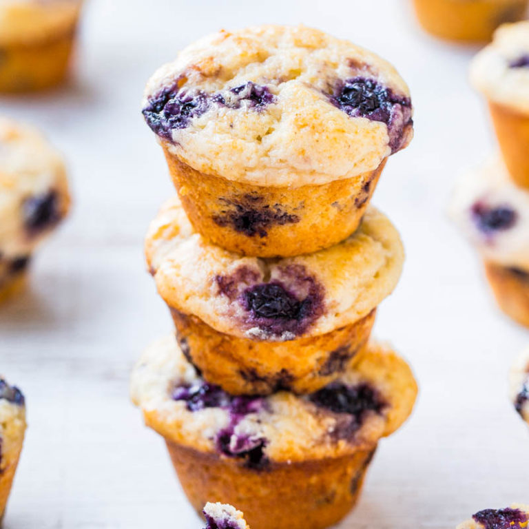 Moist Sour Cream Blueberry Muffins - Averie Cooks