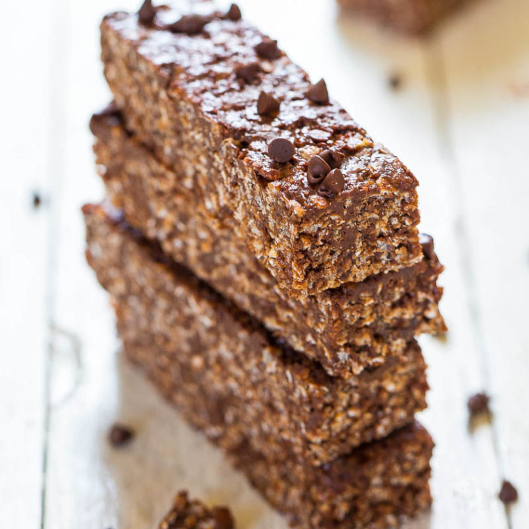 No Bake Double Chocolate Peanut Butter Granola Bars Averie Cooks