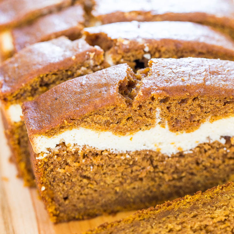 Cream Cheese-Filled Pumpkin Bread - Averie Cooks