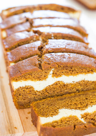 Cream Cheese-Filled Pumpkin Bread - Averie Cooks