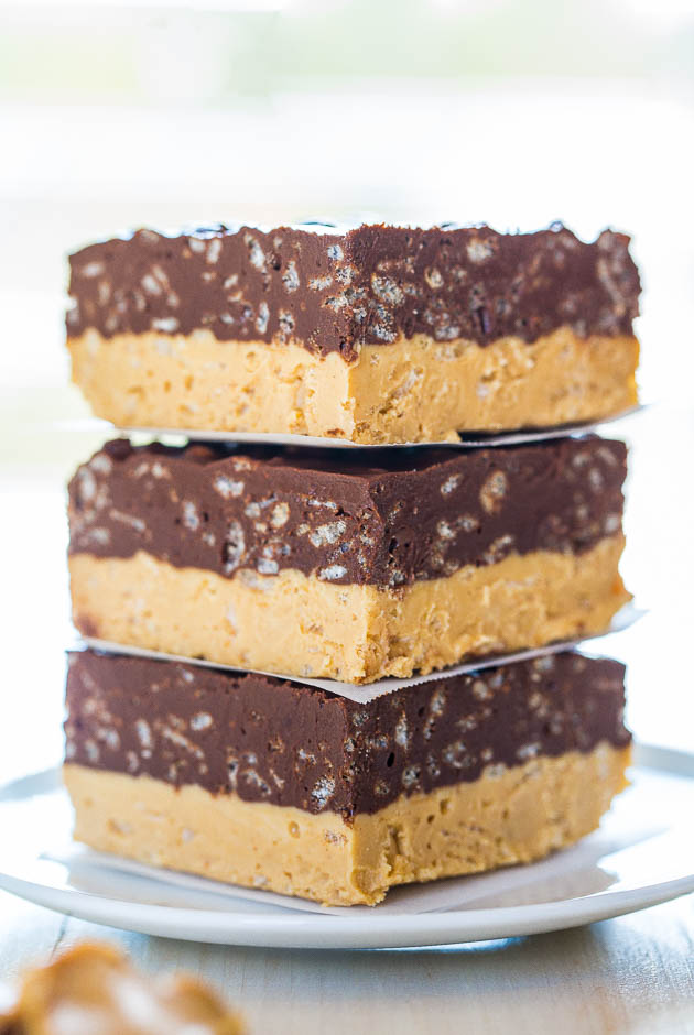 Chocolate Peanut Butter Fudge Bars (No-Bake Recipe!) - Averie Cooks