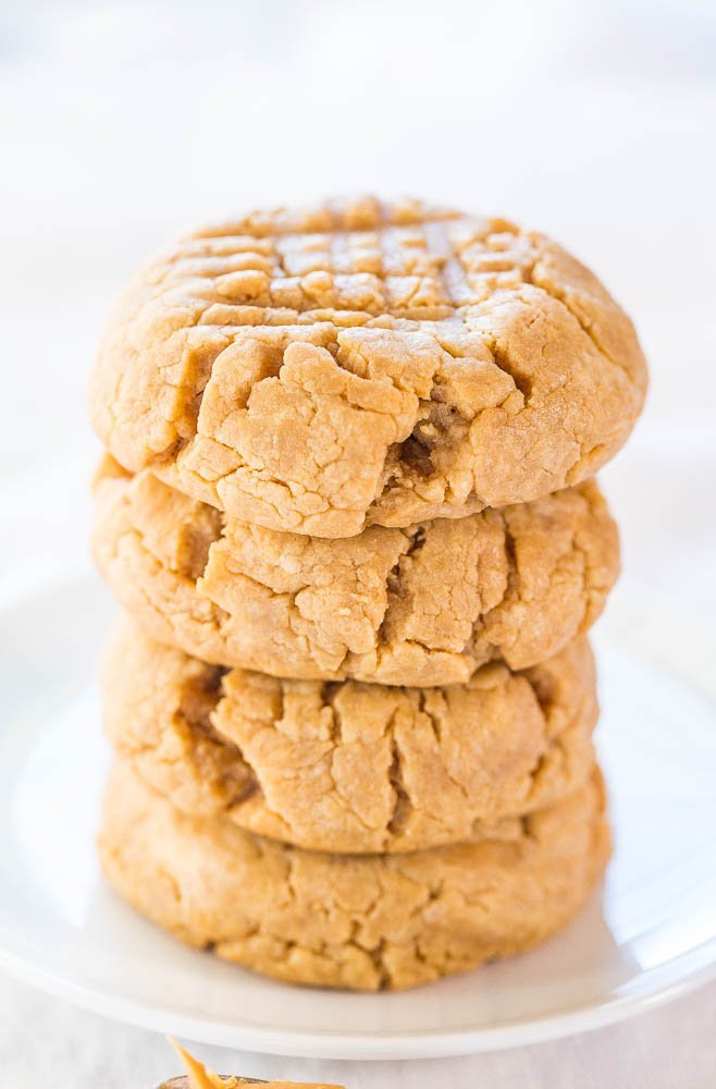 Soft & Chewy 4-Ingredient Peanut Butter Cookies - Averie Cooks
