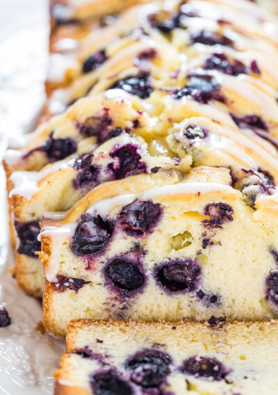 Glazed Lemon Blueberry Pound Cake - Averie Cooks