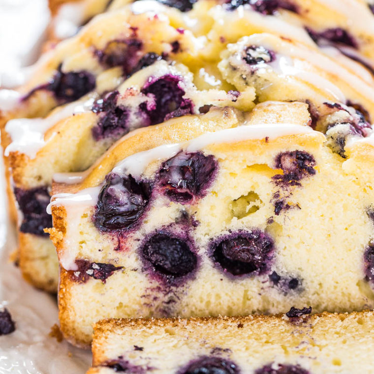 Glazed Lemon Blueberry Pound Cake - Averie Cooks