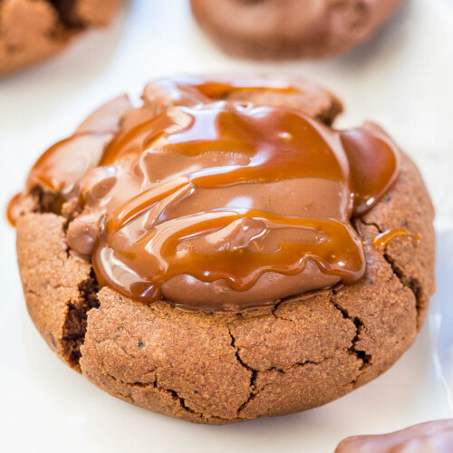 Peanut Butter and Chocolate Turtle Cookies - Averie Cooks