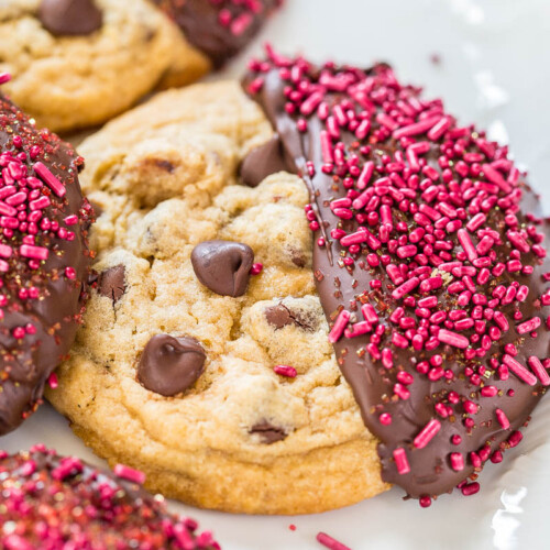 Chocolate-Dipped Chocolate Chip Cookies - Averie Cooks