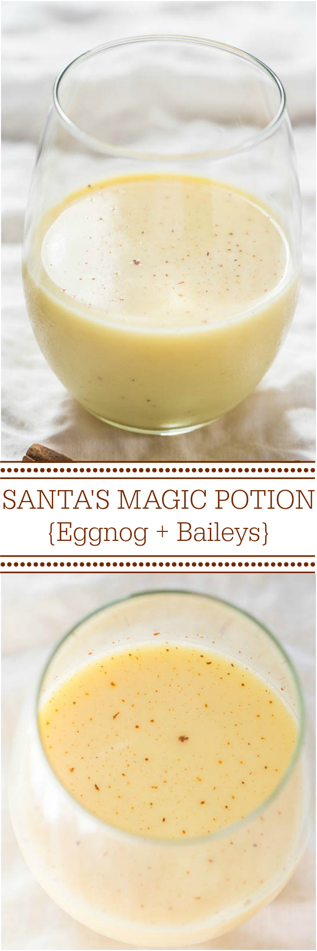 Santa's Magic Potion {Eggnog and Baileys} - Have eggnog to use? This drink is smooth, creamy, and puts your 'nog to great use! Mmm!