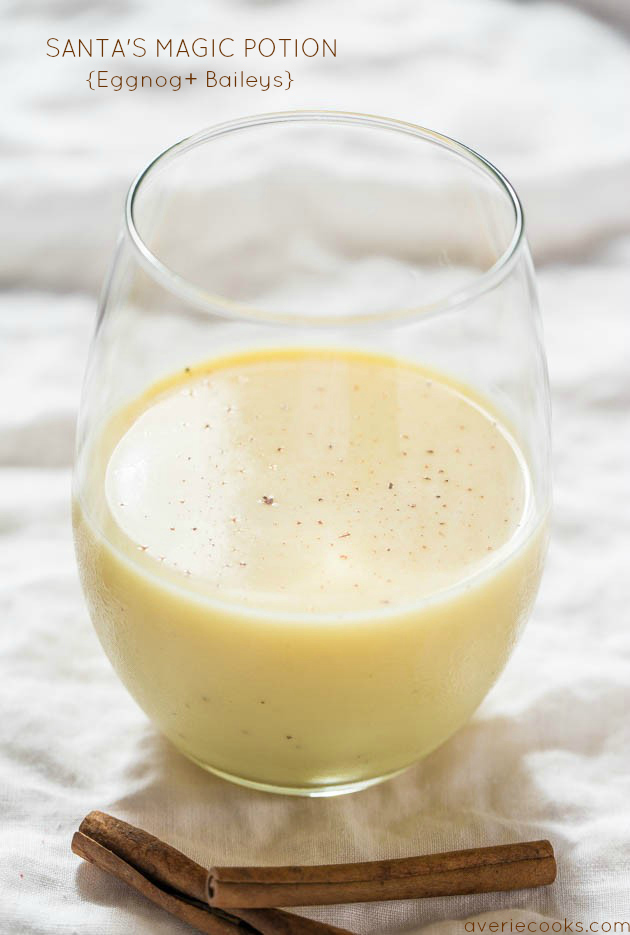 Eggnog Cocktail in stemless wine glass