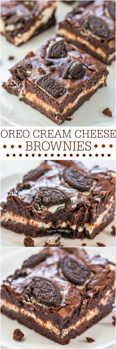 Oreo Cream Cheese Brownies Recipe - Averie Cooks