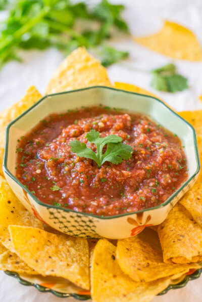 Quick Blender Salsa {Restaurant Style} - Averie Cooks