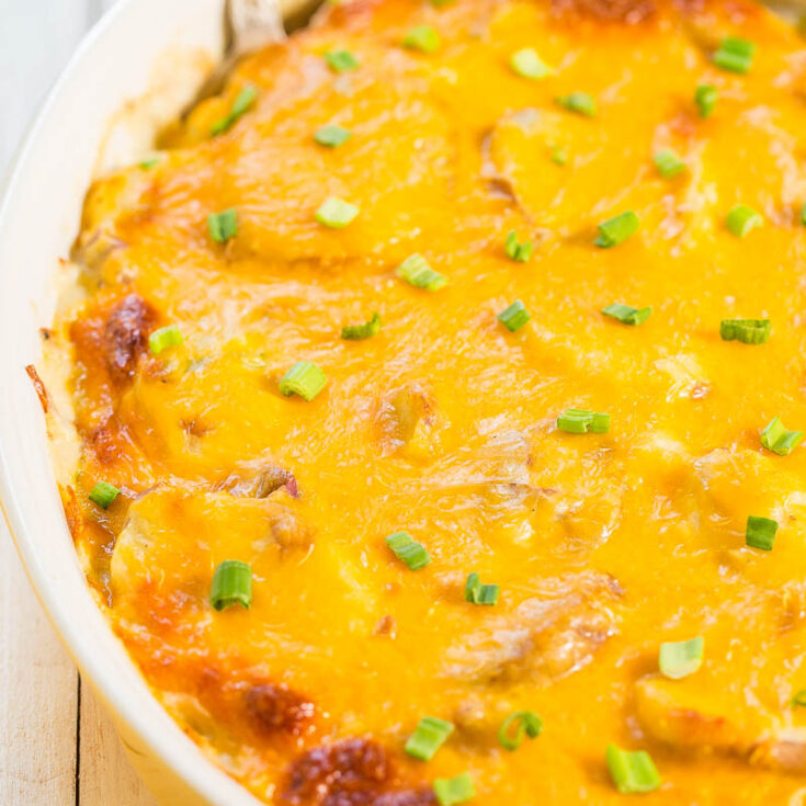 Cheesy Loaded Scalloped Potatoes - Averie Cooks