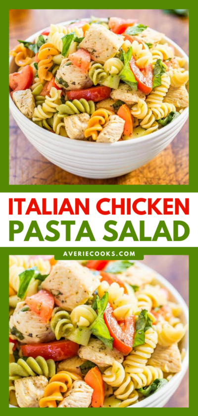 Italian Chicken Pasta Salad (Homemade Dressing) - Averie Cooks