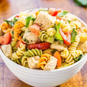 Italian Chicken Pasta Salad (Homemade Dressing) - Averie Cooks