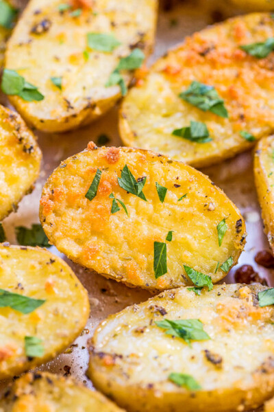 Herb Roasted Potatoes with Parmesan - Averie Cooks