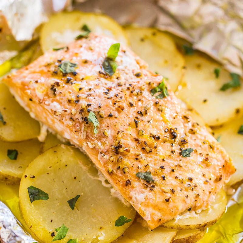 Potato & Salmon Foil Packets (Easiest Baked Salmon!) - Averie Cooks