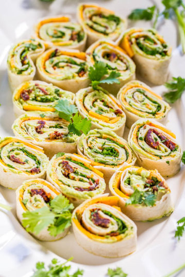 Chipotle Cheddar Avocado Tortilla Pinwheels - Averie Cooks