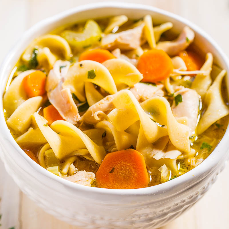 Homemade Crockpot Chicken Noodle Soup - The Chunky Chef