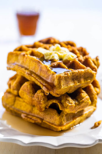 Easy Pumpkin Waffles (Moist & So Fluffy!) - Averie Cooks