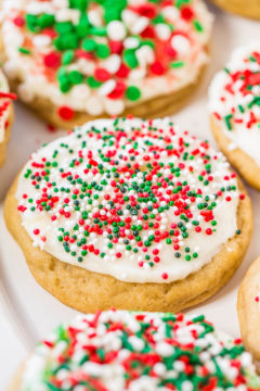 Soft Frosted Christmas Cookies (with Sprinkles!) - Averie Cooks