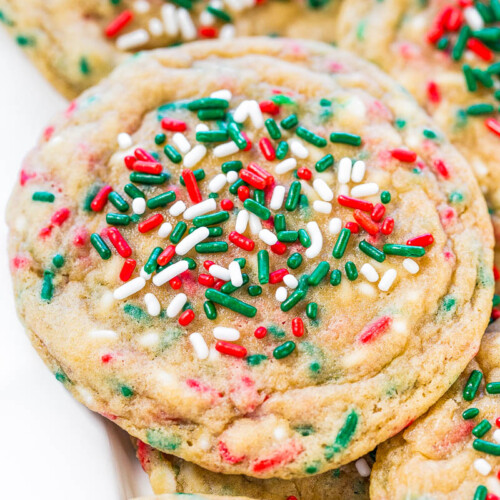 Softbatch No-Roll Christmas Sprinkle Cookies - Averie Cooks