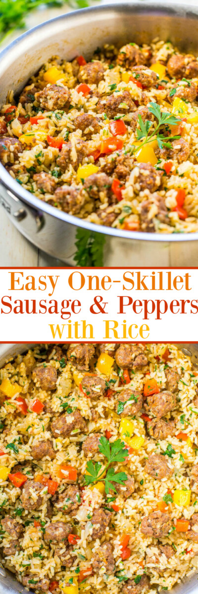 Quick Italian Sausage, Peppers & Onions Skillet - Averie Cooks