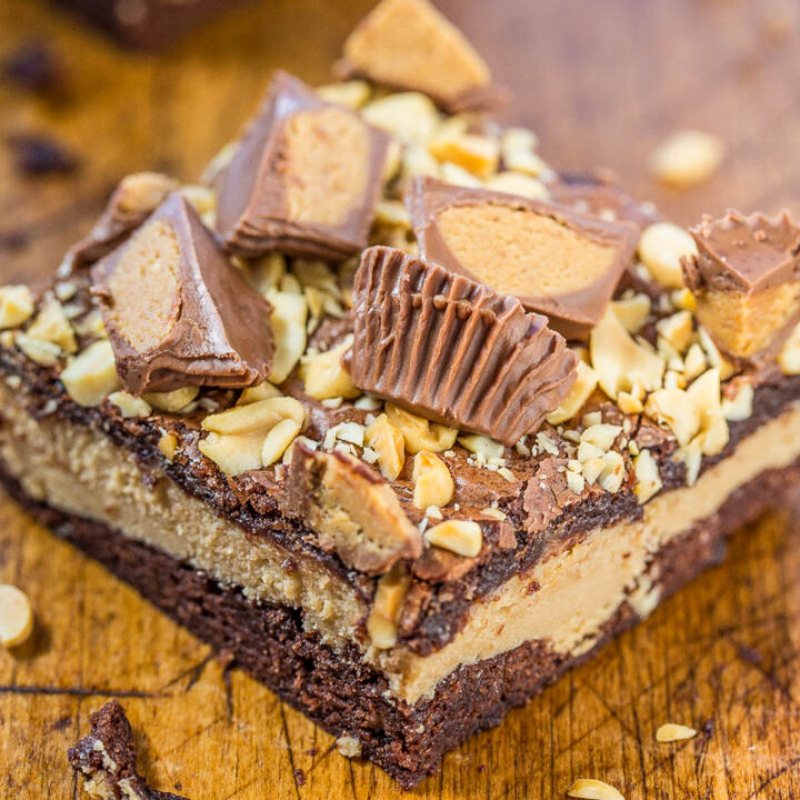 Decadent Peanut Butter Cheesecake Brownies - Averie Cooks